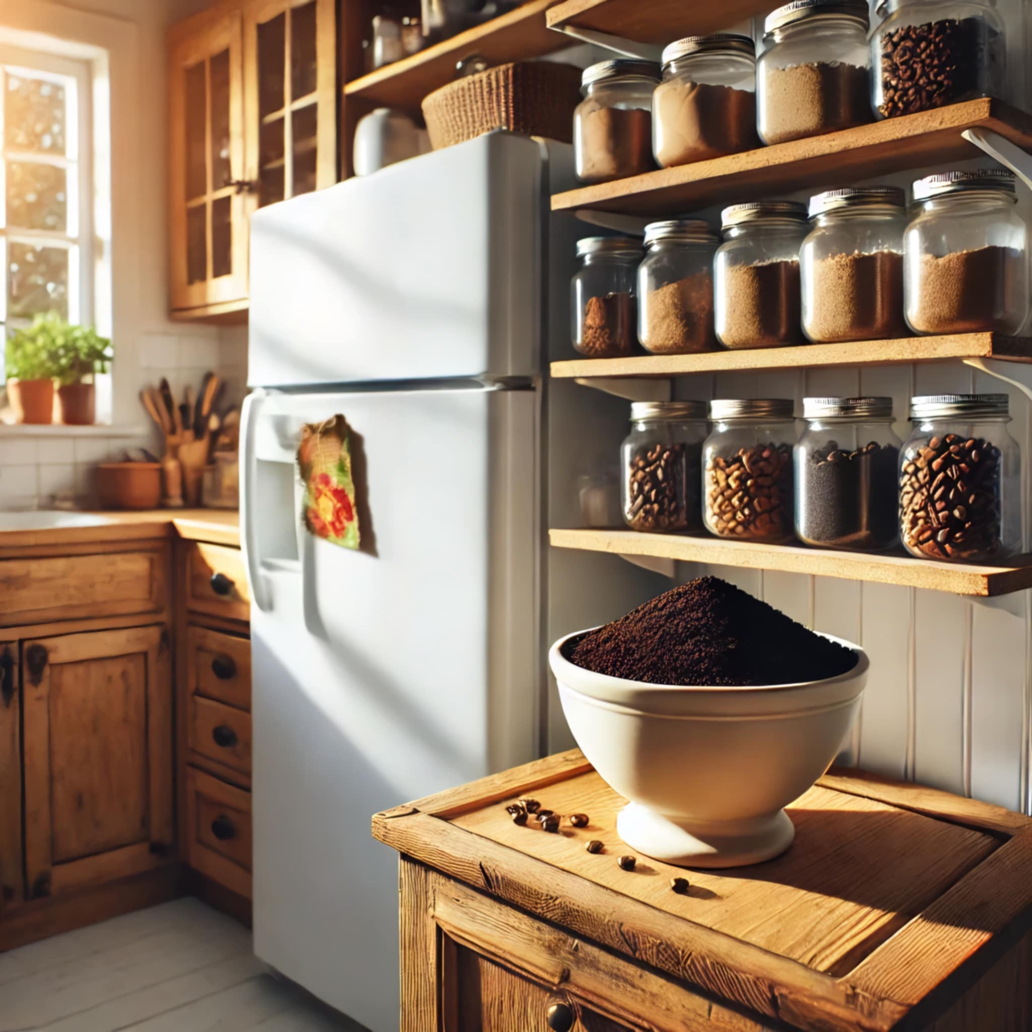 Clean Kitchen with Coffee Grounds Deodorizer