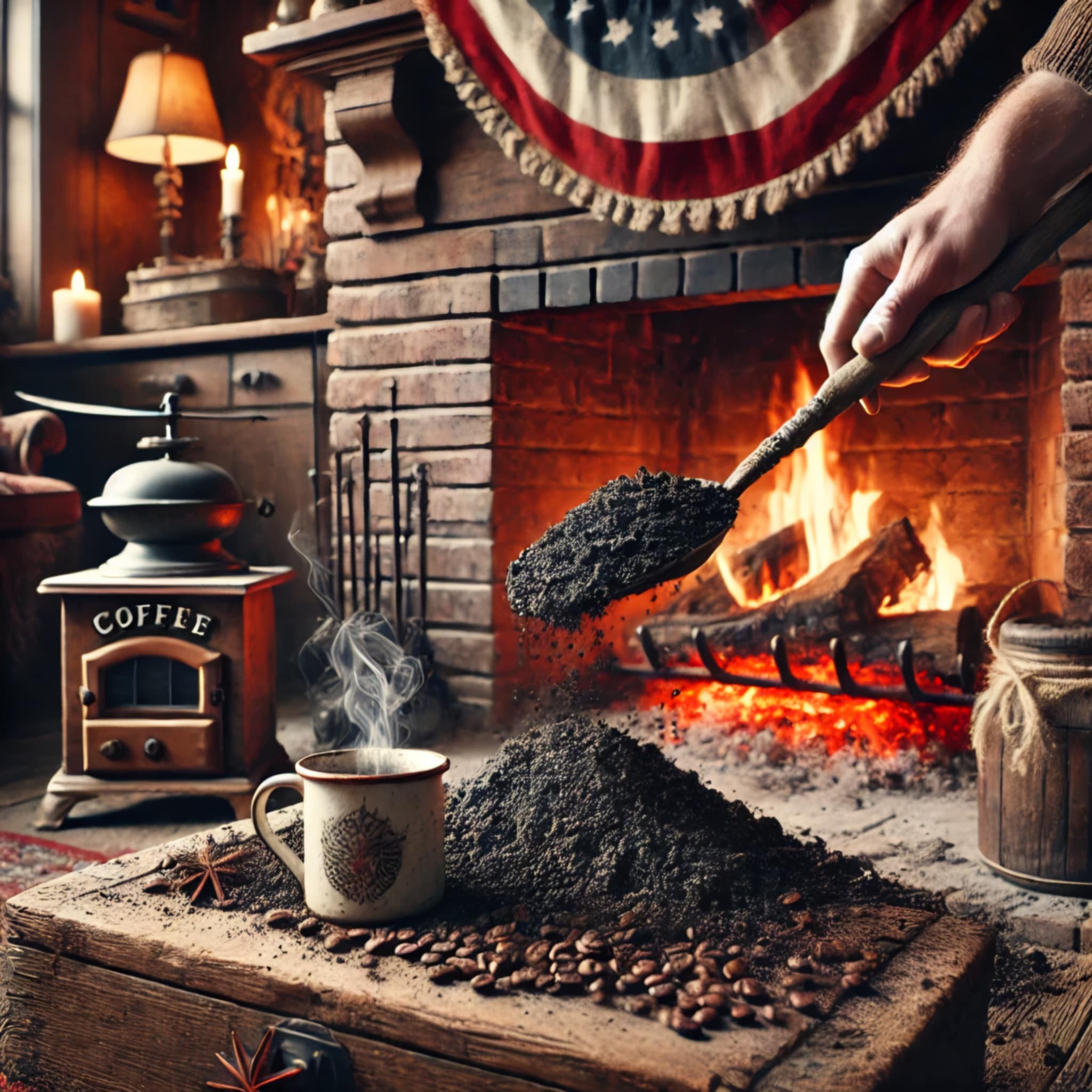 Fireplace Tidied Up with Coffee Grounds